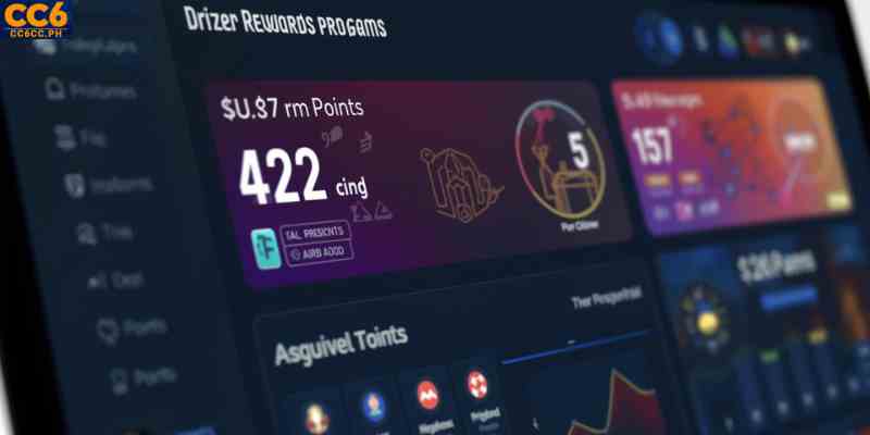Player rewards program dashboard showing points and loyalty tiers